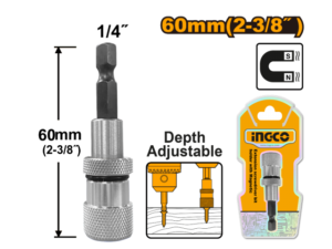 Set X 2 Adaptador Magnetico 60Mm 1/4" Hexagonal P/Atornillador Ingco - Abh50608