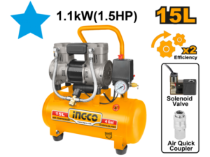Compresor 15Lt 1.5Hp  Libre De Aceite Bajo Ruido Ingco Acs111152