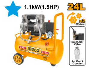 Compresor 24Lt 1.5Hp Libre De Aceite Bajo Ruido