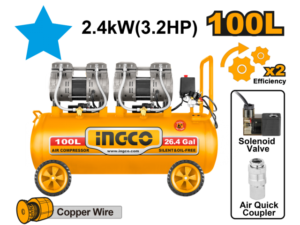 Compresor De Aire 100L 3.2Hp 8Bar (Libre De Aceite)