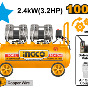 Compresor De Aire 100L 3.2Hp 8Bar (Libre De Aceite)