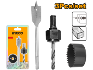 Set Sierra 54Mm +  Eje 3/8" + Mecha P/Madera  7/8" P/Instalacion De Cerraduras