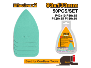 Set X 50 Lijas Delta 93X133Mm G 40 80 120 180 Ingco Pared Madera Pintura Metal Piedra Vidrio Akts931331
