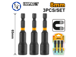 Set X 3 Adaptador Impacto Imantado 1/4" 8Mm