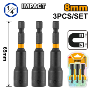 Set X 3 Adaptador Impacto Imantado 1/4" 8Mm