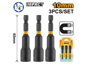 Set X3 Dados Imantados 10Mm Con Encastre 1/4"