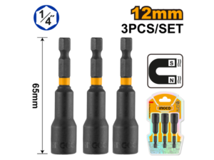 Set X3 Dados Imantados 12Mm Con Encastre 1/4"