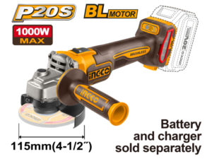 Amoladora Angular A Bateria 20V P20S Brushless Motor 4½" 115Mm S/Bat, S/Carg Ingco Cagli27153