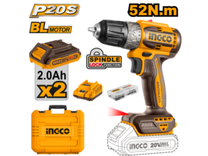 ATORNILLADOR 20V BATERIA 52NM P20S BRUSLESS MOTOR CON BAT X 2 CARGADOR VALIJA CDLI20453