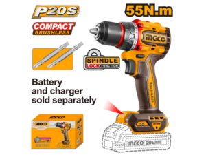 Taladro Atornillador A Batería 20V P20S Brushless 55Nm + 2 Puntas S/Bat, S/Carg