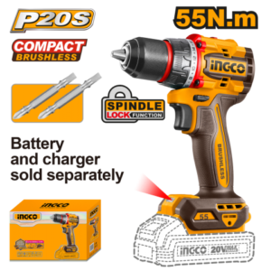 Taladro Atornillador A Batería 20V P20S Brushless 55Nm + 2 Puntas S/Bat, S/Carg