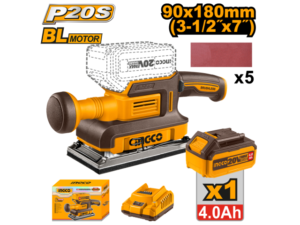 Lijadora Orbital A Batería Brushless Motor 20V P20S C/Bat + Cargador + 5 Lijas