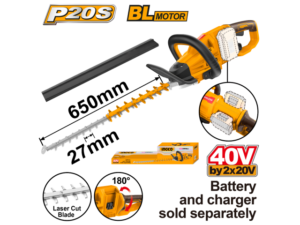Corta Cerco A Bateria 650Mm 40V Bateria P20S Ingco Brushless Motor Sin Bat Sin Carg