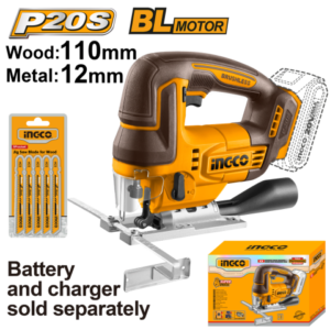 Sierra Caladora A Batería Brushless 20V P20S + Set 5 Hojas Sierra S/Bat Y S/Cargador