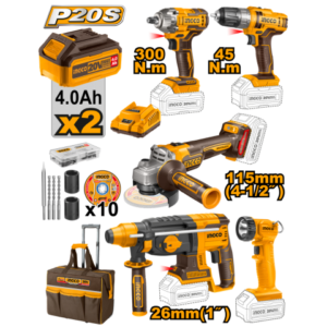Combo 5 Herramientas A Bateria  20V+Valija Con 2 Bat Y Carg Ckli2019