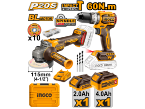 Combo Atornillador 20V C Percutor (Cidli20602) + Amoladora 20V (Cagli21154) 2 Bat Carg + Valija