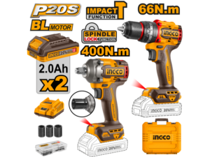 Set Atornillador Percutor 20V Bateria P20S + Llave De Impacto 400Nm 20V P20S C Valija Y Bat