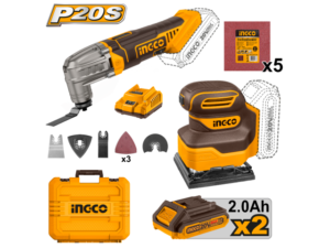 Combo Lijadora Orbital 20V P20S + Herramienta Multifuncion 20V + 2X Bat 2Ah + Valija