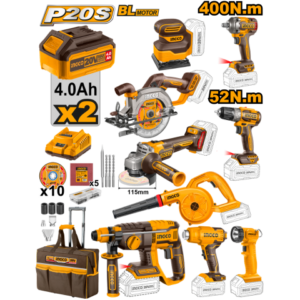 Combo A Bateria 20V 9 Herramientas Con Carro Rolling C 2 Bat X 4.0Ah
