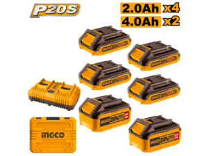 SET X 6 BATERIAS 20V P20S (4X2AH 2X4AH) + CARGADOR DOBLE + VALIJA*PRECIO NETO*