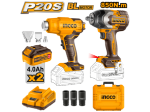 Combo Llave De Impacto A Bateria 1/2" 850Nm 20V P20S Brushless + Pistola De Calor A Bateria 20V P20S Brushless En Valija