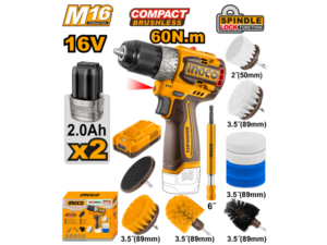 Atornillador A Bateria 13Mm 60Nm Compact Brushless 16V M16 + Set X 11 Cepillos De Limpieza En Caja C/2 Bat