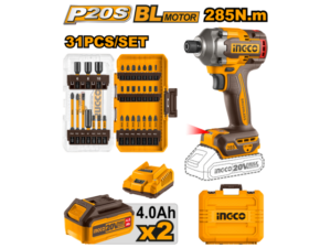 Atornillador De Impacto 285Nm 20V Bateria P20S + Juego 31 Puntas Y Dados C Bat Y Valija