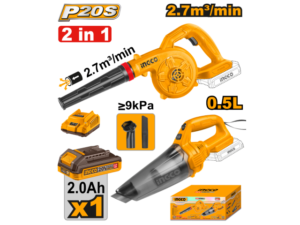 Kit A Batería 20V P20S Sopladora + Aspiradora 0.5L C/Batería, Cargador Y Accesorios