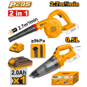 Kit A Batería 20V P20S Sopladora + Aspiradora 0.5L C/Batería, Cargador Y Accesorios