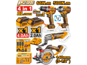 Kit A Bateria P20S 20V 4 Piezas Brushless Motor C/2Bat, Cargador Y Accesorios Ingco Cosli241169