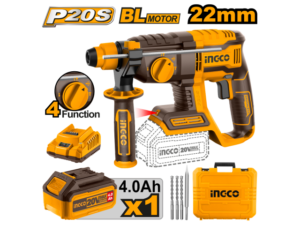 Rotomartillo 20V P20S 20Mm 4 Funciones Brushless C Bat + Carg + Valija Y Puntas Ingco Crhli202081