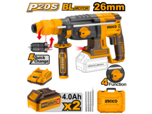Rotomartillo 20V P20S 26Mm 4 Funciones C Adaptador Mandri Rápido Brushless  C 2 Bat X 4Ah + Carg + Valija Crhli202289