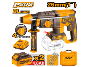 Rotomartillo A Batería Brushless Motor 20V P20S C/2Bat, Cargador, Valija Y Accesorios Ingco Crhli202682