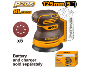 Lijadora Roto Orbital A Bateria P20S 20V Con 5 Lijas,  S/Bat,  S/Carg