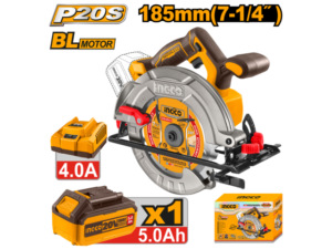 Sierra Circular A Bateria 20V P20S Brushless Motor 185Mm C/Bat + Cargador + Accesorios Ingco Csli18513