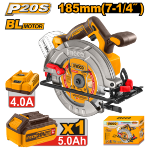 Sierra Circular A Bateria 20V P20S Brushless Motor 185Mm C/Bat + Cargador + Accesorios Ingco Csli18513