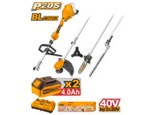 Herramienta Multifunción De Jardín A Batería 4 En 1 Brushless Motor P20S 40V C/2 Bat + Cargador Doble + Accesorios Ingco