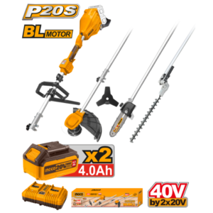 Herramienta Multifunción De Jardín A Batería 4 En 1 Brushless Motor P20S 40V C/2 Bat + Cargador Doble + Accesorios Ingco