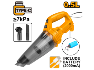 Aspiradora A Bateria C/Cable Cargador Tipo C 0.5 Lts Ingco