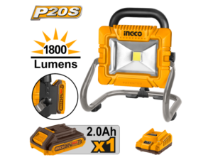 Foco Led A Bateria 20V P20S Ingco Con Bateria Y Cargador