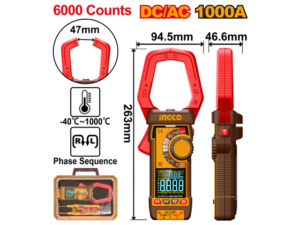 Pinza Amperimétrica Digital Dc/Ac 1000A Ingco