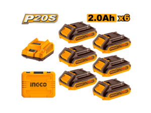 SET X 6 BATERIAS 2.0AH + CARGADOR EN VALIJA - FBCLI20611 INGCO