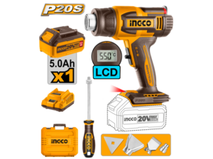 PISTOLA DE CALOR A BATERÍA 5.0AH 20V P20S C/BATERIA + CARGADOR + VALIJA + ACCESORIOS