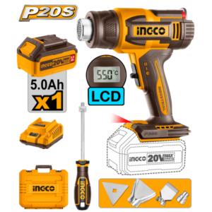 PISTOLA DE CALOR A BATERÍA 5.0AH 20V P20S C/BATERIA + CARGADOR + VALIJA + ACCESORIOS