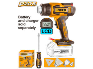 Pistola De Calor A Bat 20V P20S Display Lcd Temp Ajustable 30-550° Sin Bat Y Sin Carg