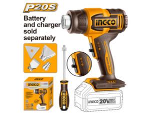 Pistola De Calor A Batería P20S 20V Con Accesorios S/Bat Y S/Carg