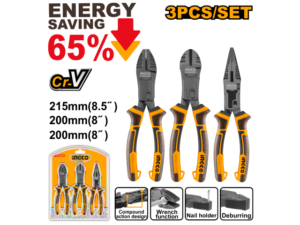 Set X 3 Pinzas Cr-V Multiuso Corta Facil Ingco Hkcps5831