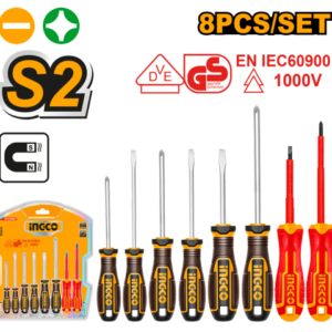 Set De 8Pcs Destornilladores Comunes Y Aislados Hksds0838