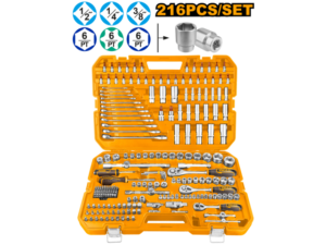 Juego De Dados, Puntas Y Llaves 216Pcs 1/4"-1/2"-3/8"