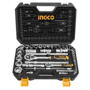 Juego Dados Tubo Llave 44 Piezas Crique 1/2 Y 1/4 Metr. Y Pulg Ingco Hkts42441